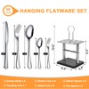 30 Pcs Stainless Steel Silverware Set with Stand, Hanging Flatware