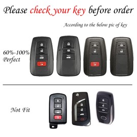 WSAuto for Highlander Camry Key Fob Cover with Metal Keychain, for Corolla Avalon C-HR Prius GT86 Car Key Case Shell Accessories Black
