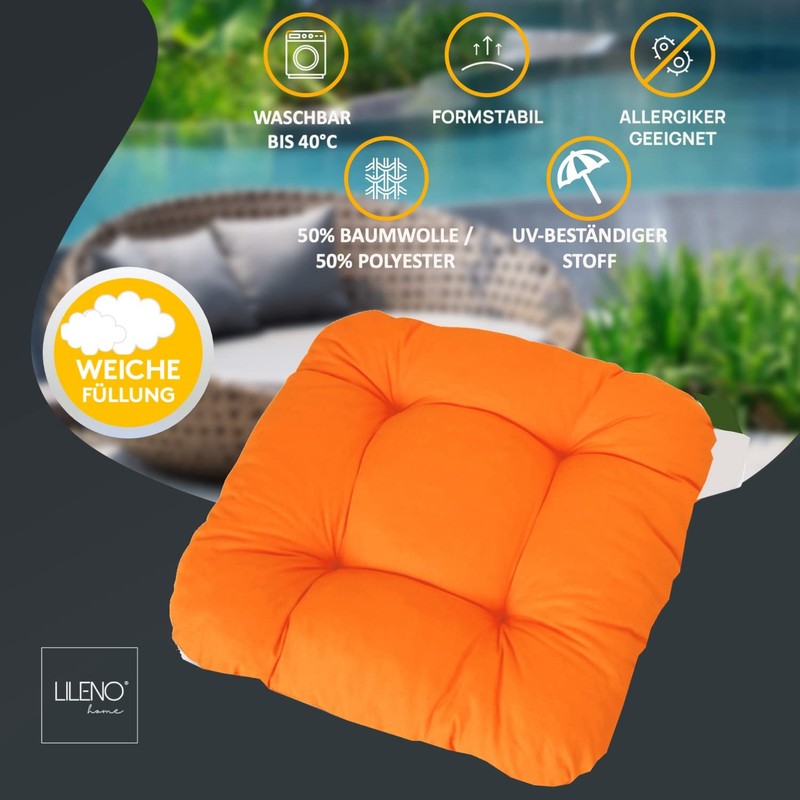 Lileno Home Chair Cushion, 38 x 38 x 8 cm
