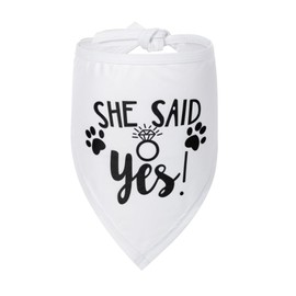 She Said Yes Dog Bandana,1Pcs Pet Dog Wedding Bandana Triangle Washable Bibs Scarf Proposal Engagement Wedding Photo Prop Dogs Accessories for Small Medium Large Dogs Cats Gifts 70x35x35cm