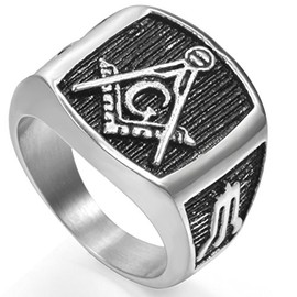 Retro Vintage Stainless Steel Masonic Ring Size 7-15 (15)