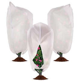 HOMEE Large Plant Covers 3 Pack,Plant Covers Freeze Protection,71" x 62" Plant Fruits Blueberry Bushes Protection Netting Covers Bags with Drawstring,Reusable Outdoor Plant Blankets for Cold Weather