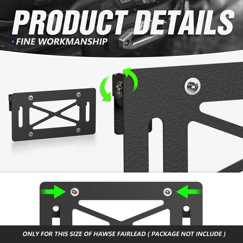 Flip-Up Universal Winch License Plate Frame Compatible with 10" Hawse