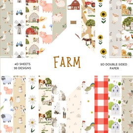 Farm Scrapbook Paper: | 8,5 x 8,5 size | 40 patterned double sided sheets (20 designs) | Farm Themed Collection | Farm Craft Paper |