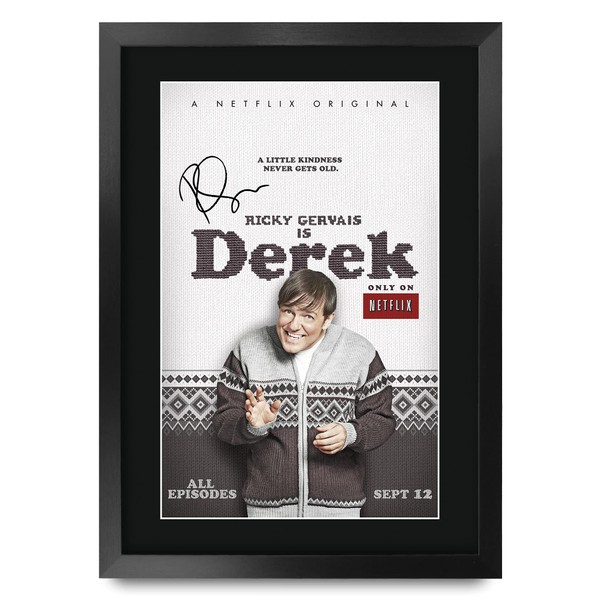 HWC Trading FR A3 Derek Ricky Gervais Gifts Printed Signed