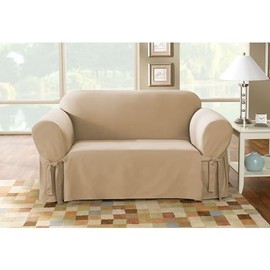 SureFit Duck 1 Piece Loveseat Slipcover in Tan