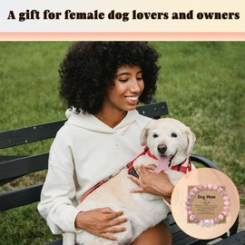 YangQian Dog Mom Gifts for Women Birthday Gifts for Women Friends Family Coworker Bead Natural Stone Bracelet for Female Dog Lover Gift Idea