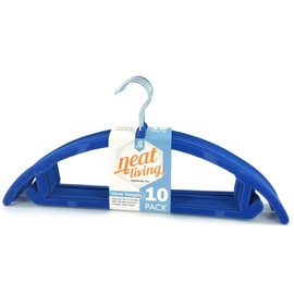 Neat Living Premium Velvet Hangers (Pack of 10) Heavyduty- Non Slip No Shoulder Bump Suit Hangers - Chrome Hooks, Space Saving Clothes Hangers, Rounded Hangers for Coat, Sweater, Jackets, Pants (Blue)