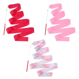 Classicseali 3 Stück Rhythmic Dance Ribbons,Gymnastikband mit Stab,2m Tanzbänder für Künstlerische Tanztraining Talentshow Weihnachten Kindergeburtstag,Bodenturnen Stabs,Mehrfarbig