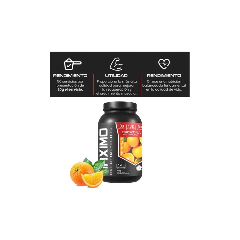 Suplemento Creatina + Glutamina Maximo 1kg 50servicios