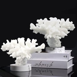 Tirifer - Estatua artificial de arrecife de coral - Decoración de mesa de resina para el hogar, sala de estar, boda (blanco, rama)