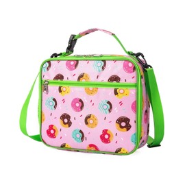 Insulated Lunch Bag for Kids Boys Adults Cool Lunch Bag for Men Work, Girls Women’s Pack Lunch Bags with Bottle Holder Small Cooler Bag (Doughnuts)