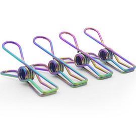 MCEUS 30 Pack Rainbow Colored Wire Clothes Pins Heavy Duty Outdoor, Stainless Steel Clothespins for Hanging Clothes, Metal Clothes Pegs, Clothing Clips, Laundry Pins, Bag Clip