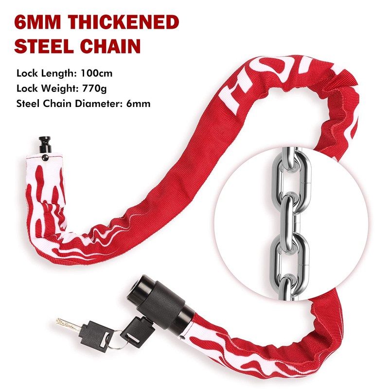 Bicycle Lock High Security with Key, 100 cm Length E