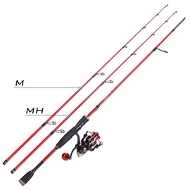Sougayilang Fishing Rod and Reel Combo, 2Pc Fishing Pole, Spinning Rod Combo, for Families for Saltwater and Freshwater-6.9ft&PHX2000-Red