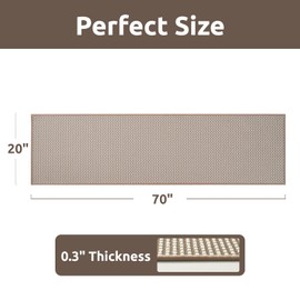 AMOAMI Kitchen Mats for Floor, Kitchen Rugs Non Slip Machine Washable, Kitchen Runner Rugs Non Skid Super Absorbent Dirt Resist in Front of Sink Standing Mat, 20"x70" Brown