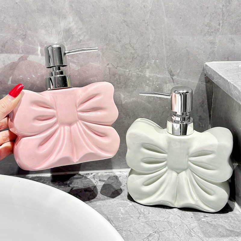 Hosoncovy Bow Ceramic Liquid Soap Dispenser with Pump,Pump Bottle Dispenser,