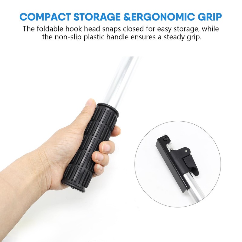 HUAALIUCHE Telescopic 5FT Pickup Truck Cargo Retriever Hook, Multi-Use Extendable