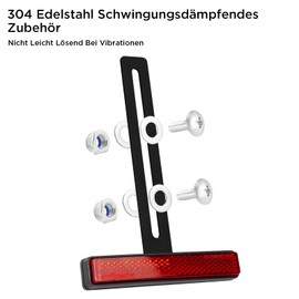 polarmotor Rear Reflector Motorcycle Reflector E4 Tested with Long T-Holder (Length 130 mm Narrow 108 x 18 x 10 mm Red Universal Cat's Eyes