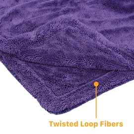 Maxshine Maxshine 24x36 Purple Duo Twisted Microfiber Towel (1200GSM) - Large Plush, Rinse-Free Double-Sided Microfiber Drying Towel for Cars