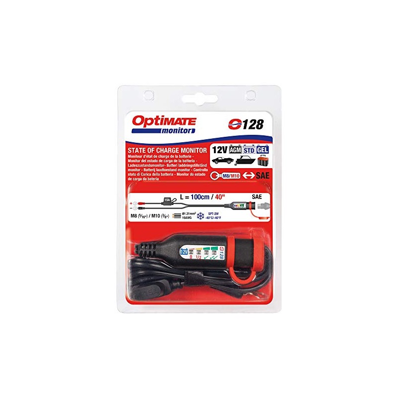 Optimate cable O-128v2, Ring Terminal Harness with Integrated Battery Status/Charge
