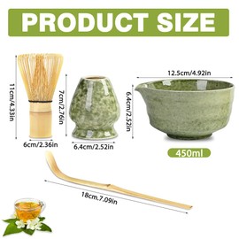 ADDLIVE Matcha Set, Matcha Whisk, Japanese Matcha Whisk and Bowl, Handmade Matcha Ceremony Kit for Traditional Japanese Tea Ceremony, Pcs Perfect Matcha Starter Kit for Matcha Tea Ceremony (Green)