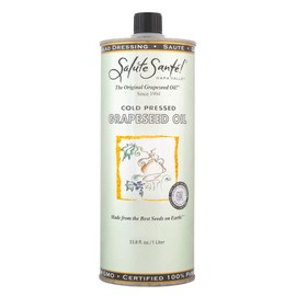 Cold Pressed Grapeseed Oil by Salute Sante! High Temperature Cooking, Healthy Grape Seed Oil, Non-GMO and Kosher for Salad Dressings, Marinades and Dips, Vegan, 1 Liter