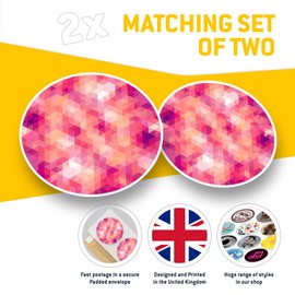Vinyl Stickers (Set of 2) 10cm - Pink Geometric Modern Pattern Decals for Laptops,Tablets,Luggage,Scrap Booking,Fridges, 2848