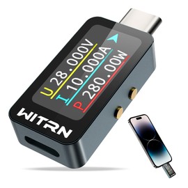 USB Tester Meter Heemol 4-36V Digital Current Meter Power Meter 0-10A Type C Current Meter Colour IPS LCD Multimeter PD Voltmeter Power Meter (USB C to USB C)