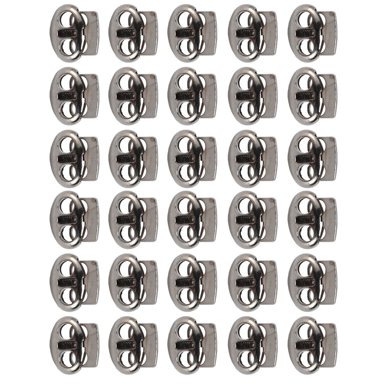 30pcs Metal Cord Lock End Toggle Double Hole Spring Stopper