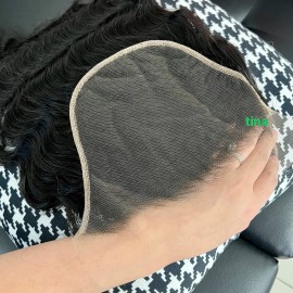 Popular 9 by 6 HD Lace Small Knots Human Hair Glueless Lace, Cuticle Aligned Raw Hair Curly HD Lace Frontal Closure Pre Pluckedcolor: Straight, stretched length: 12INCHES, toupee size: HD 2x6