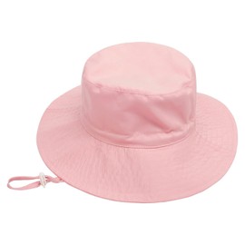 YANWANG Baby Kids Adjustable Bucket Sun Hat, UPF 50+ Sun Protection Beach Cap for Toddler Boys Girls(Light Pink,1-3Years)