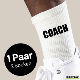 Huuraa Unisex Tennissocken Coach Training Geschenk Größe 42/46 White Coach Präsent
