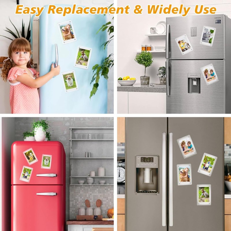 Zalizr 6 Pack Acrylic Magnetic Frames for Refrigerator, Clear Picture