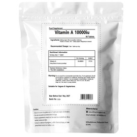 UKHealthHose Vitamin A Tablets 10,000iu | Eye Retinal Skin Care Acetate Eye Care Support Mucous Membranes Retinol Acetate Vegan UK Very Strong (90 Tabs)