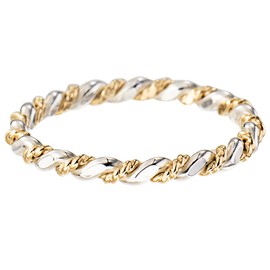 LUKRAY Braided Stacking Ring | Silver and Gold Statement Ring | S925 Sterling Silver and 14k Gold-Filled for Women | Simple and Elegant | Waterproof Everyday Wear | Stacking Ring (7.5)