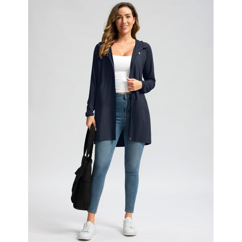 G GRADUAL Chamarra Larga Con Capucha UPF 50+ Para Mujer,