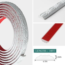 YEFANXI Self-Adhesive Flexible Crown Molding PVC Ceiling & Wall Decoration Trim – 0.7IN*0.28IN, 10 FT Roll Peel and Stick White Wall Trim, DIY Installation for Mirror Edge