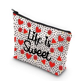 VAMSII Funny Watermelon Cosmetic Bag Like Is Sweet Zipper Watermelon Bag Watermelon Fruit Lover Gifts (Like is Sweet)