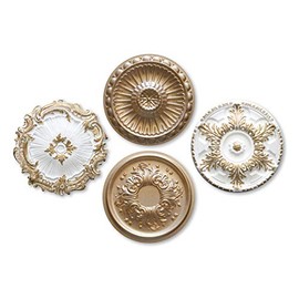 MARBET DESIGN Stucco Rosette Made of EPS Polystyrene - Ceiling Rose Gold, Decorative Element, Stucco (R-07 Super Gold, Diameter 40 cm) Wall Decoration Bedroom Lamp Rosette, Round