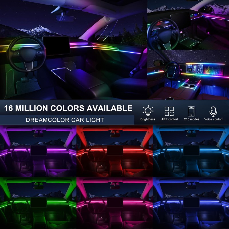 Dreamcolor Acrylic Interior Car LED Strip Light with Wireless APP,