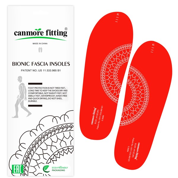 Canmore Fitting Sneaker - Película universal para insertar zapatos, pegatina de silicona para zapatos de correr, película de plantilla multifuncional Bionic, solo para plantillas extraíbles (tamaño 260 mm/M: 6-8/W: 7-9/41/rojo-1 par)