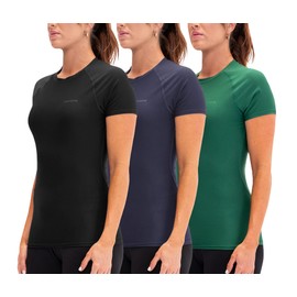 DEVOPS Women's Compression Workout Shirts (X-Small, Black/Charcoal/Green)