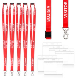 5 Pcs Visitor Lanyards Card Holder Transparent Id Badge Holder Lanyard with Card Holder Red Breakaway Lanyard Name Tag Badge Waterproof for Staff Work Badges Id Cards Business Cards
