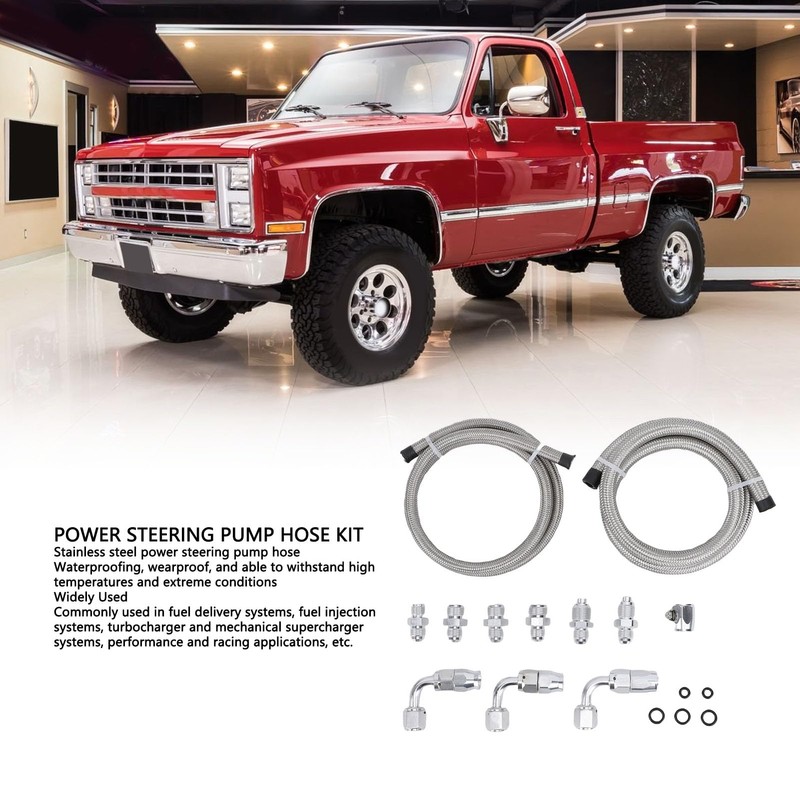 Pyhodi 25 Inch 6AN Power Steering Pump Hose Kit, Nylon