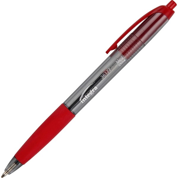 Integra Ballpoint Pen, Retractable, Nonrefillable, Medium Point, Red Barrel/Ink (ITA36177)