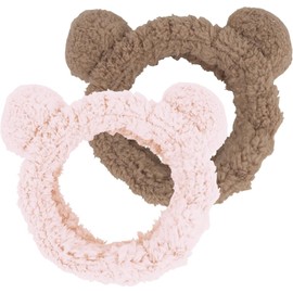 2PCS Spa Headband Cute Headband for Washing Face, Bear Ears Makeup Headband Skincare Headbands Face Wash Headband Soft Facial Hair Band (Style 1, One Size)