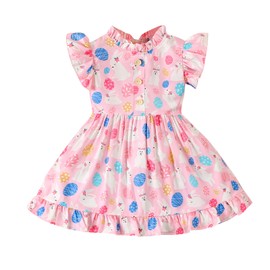 VINUOKER Toddler Baby Girls Easter Day Dress Easter Sleeveless Dresses Toddler Girl Easter Egg Skirt