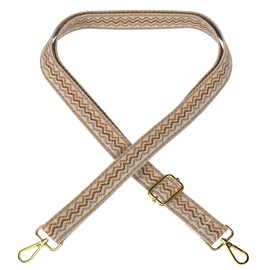 EAZY CASE - Adjustable Bag Strap, Replacement Strap for Handbags, Shoulder Strap for Shoulder Bags, Thin Strap for Bags and Tote Bags, DIY Bag Strap, Waves - Beige Brown Metal Gold