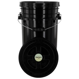 Poly Farm Bucket Kit, 7 Gallon Black Bucket with Black Twist-on lid and Black Grip